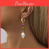 Irregular Fashionable Shape Earrings With Colorful Natural Stones Pearls And