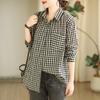Весенняя клетчатая повседневная рубашка с длинными рукавами, удобная повседневная рубашка для женщин