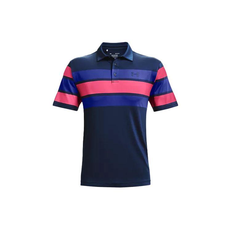 Under Armour Playoff 2.0 Color Block Striped Golf Polo Shirt Men Polo Shirts Blue 1327037-458