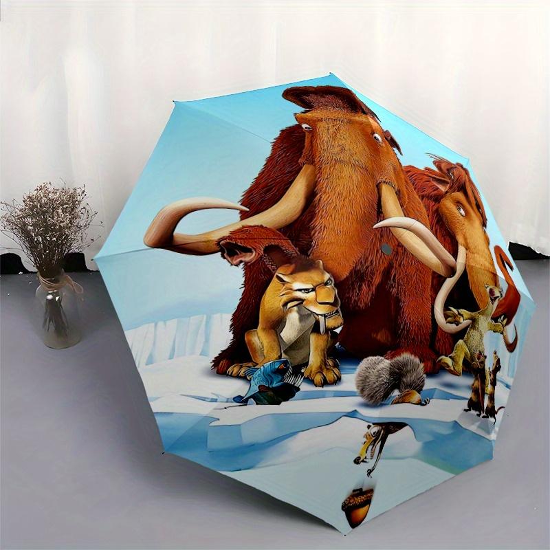 Ice Age The Meltdown Movie Poster Design Automatic 3-Fold Umbrella Design, Cute Cartoon Pattern, Portable Outdoor Umbrella, Perfect, Holiday