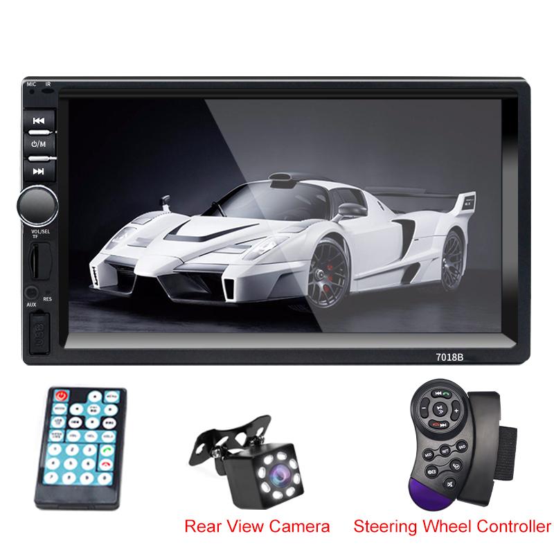 Автомобильный радиоприемник 1/2 Din Bluetooth HD 7 "Сенсорный экран Стерео 12 В Мультимедиа FM ISO Питание Aux Вход Bluetooth USB Зеркальная связь с камерой/без камеры