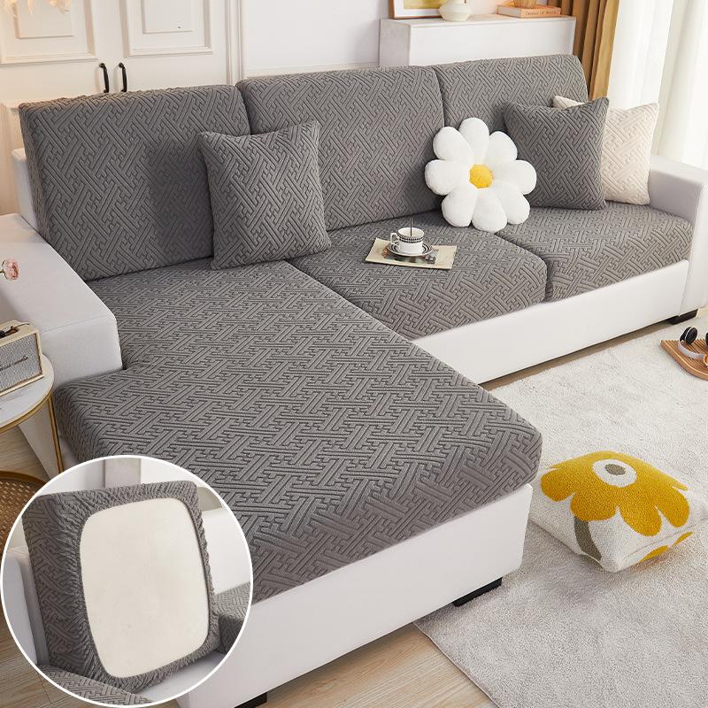 Плюшевый чехол на сиденье дивана для гостиной, бархатная подушка, эластичный угловой диван, 1/2/3/4-местный комплект однотонных чехлов