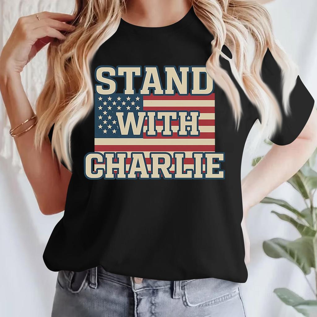 Women's Casual Printed T-Shirt Round Neck Pullover Short Sleeve Top