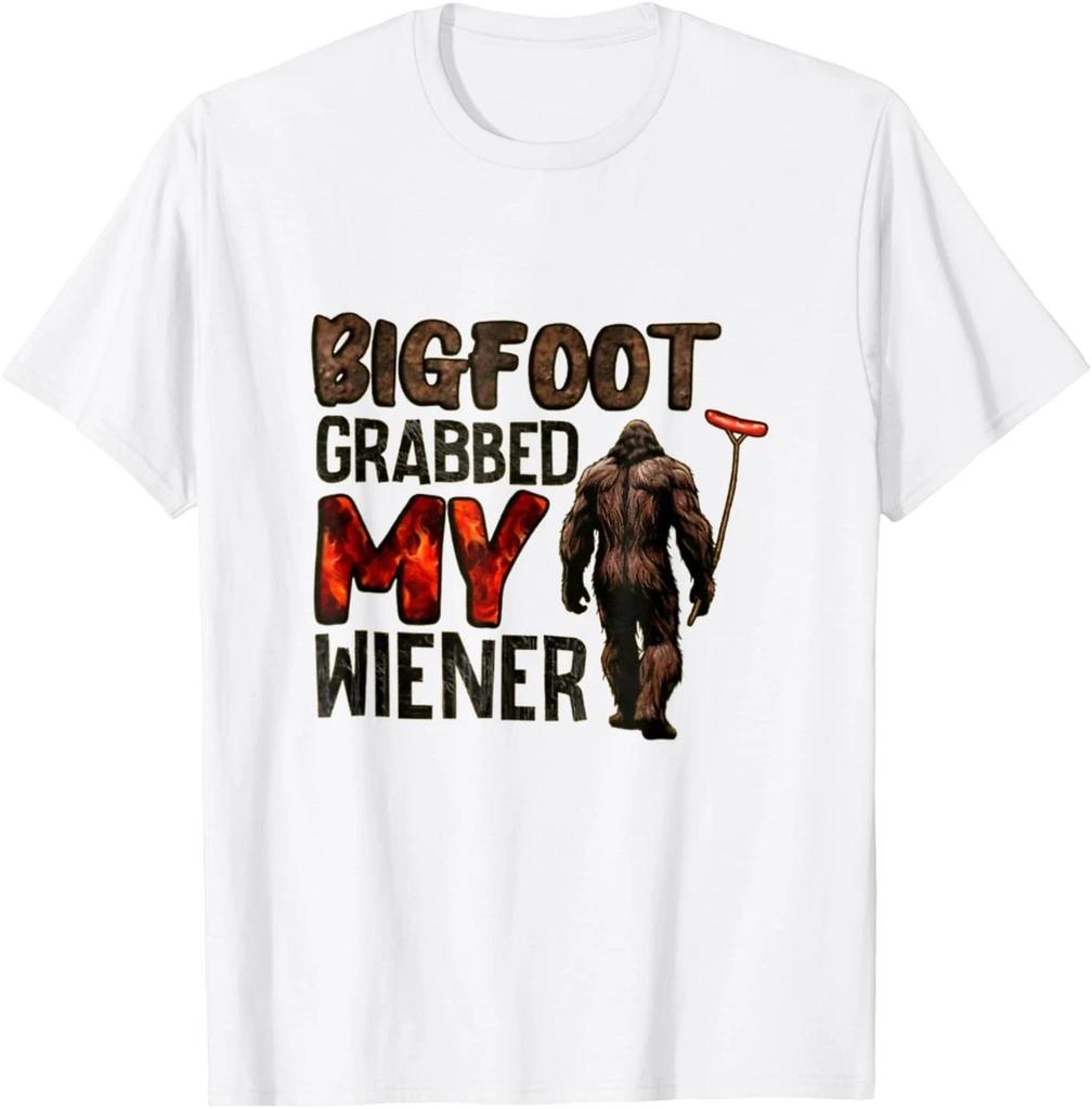 Funny Retro Bigfoot, Bigfoot Grabbed My Wiener Design T-Shirt