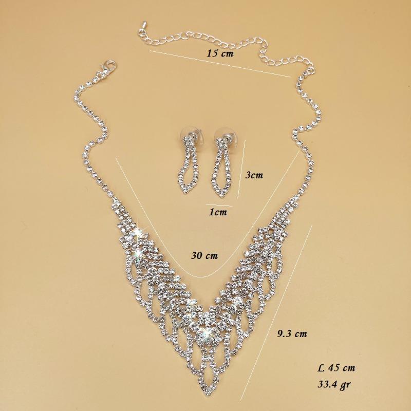 European and american wedding rhinestone evening accessories - full diamond sparkling hollow necklace set