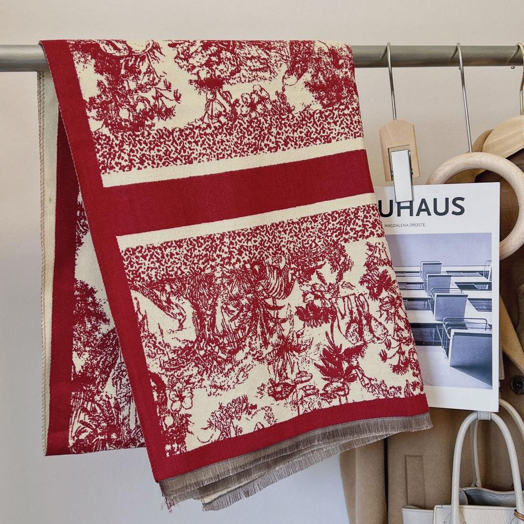 Scarf Women'S Autumn And Winter New Item Cashmere Blend Double-Sided Color Warm Shawl Thick Long Scarf High-End Sense Fashionable And Versatile