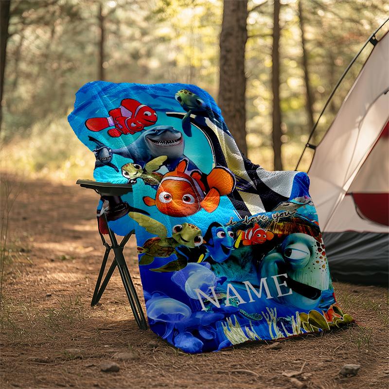 Customizable Nemo Throw Blanket – Personalized Name, All-Season Cozy Snug Blanket, Machine Washable, Personalized Blanket