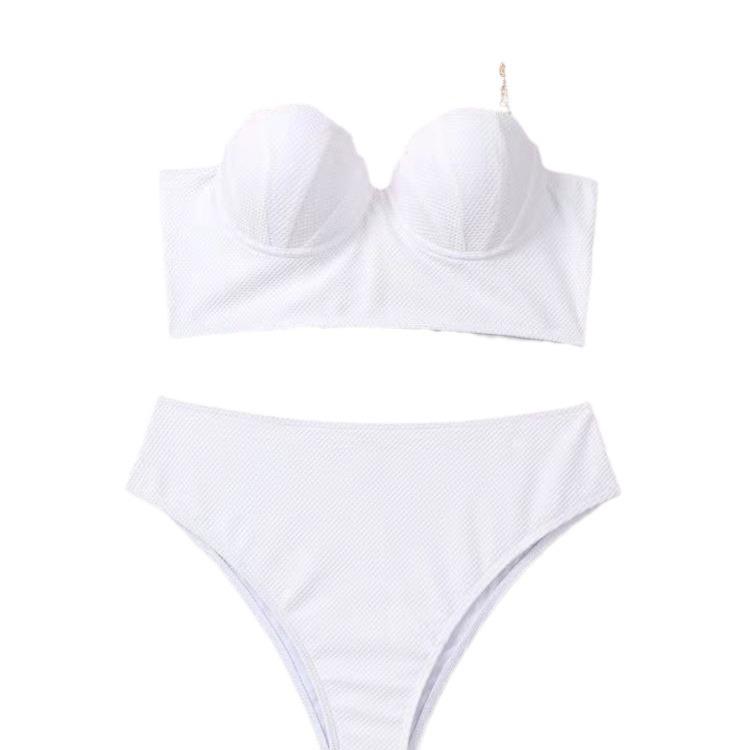 2025 Women's Swimsuit, European and American Swimsuit, Two-piece Set, Solid Color Sexy Beach and Hot Spring Resort Bikini