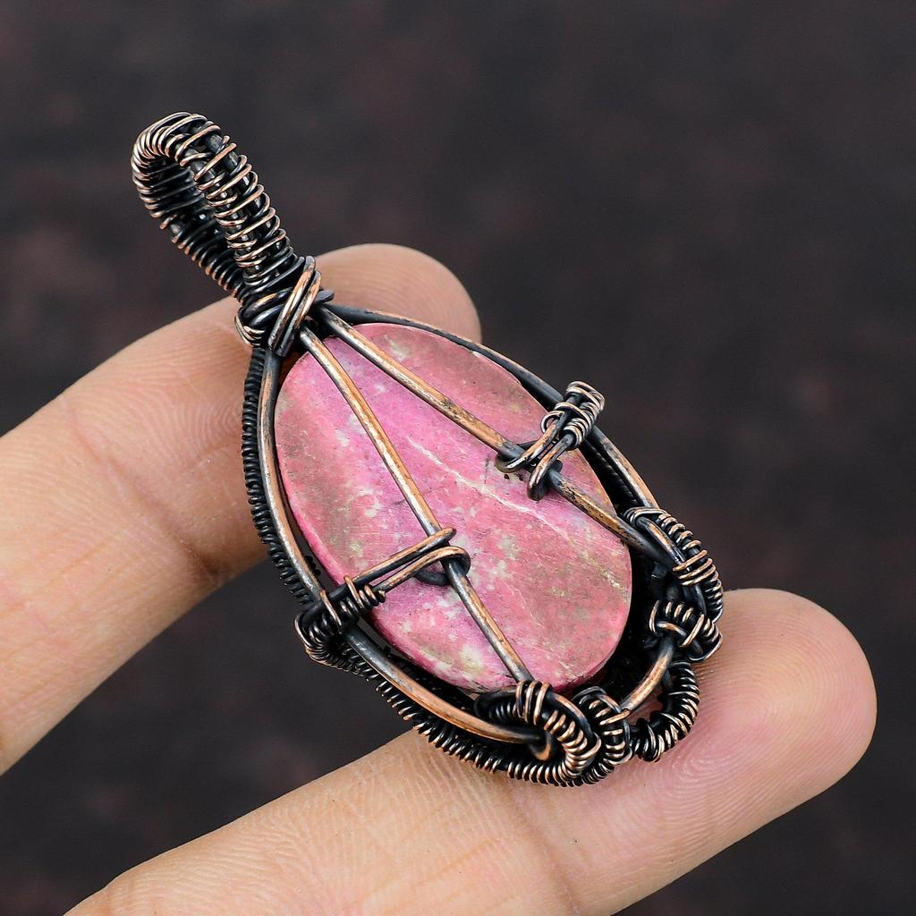 Подвеска из драгоценного камня Тулит, подвеска из медной проволоки, антикварная подвеска, подвеска из тулита, подвеска ручной работы, подвеска из медной проволоки, подарок для мамы