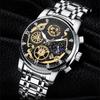 VA VA VOOM Hollow Calendar Men's Watch Multifunctional Diamond Inlaid Steel Band Waterproof Watch