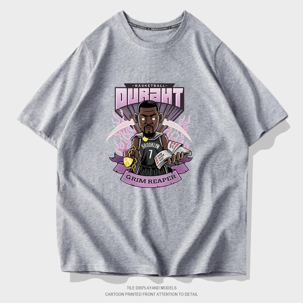 2022 Summer Nets Durant Basketball Training T-Shirt Men's Cotton Loose Large Size Casual Short Sleeves