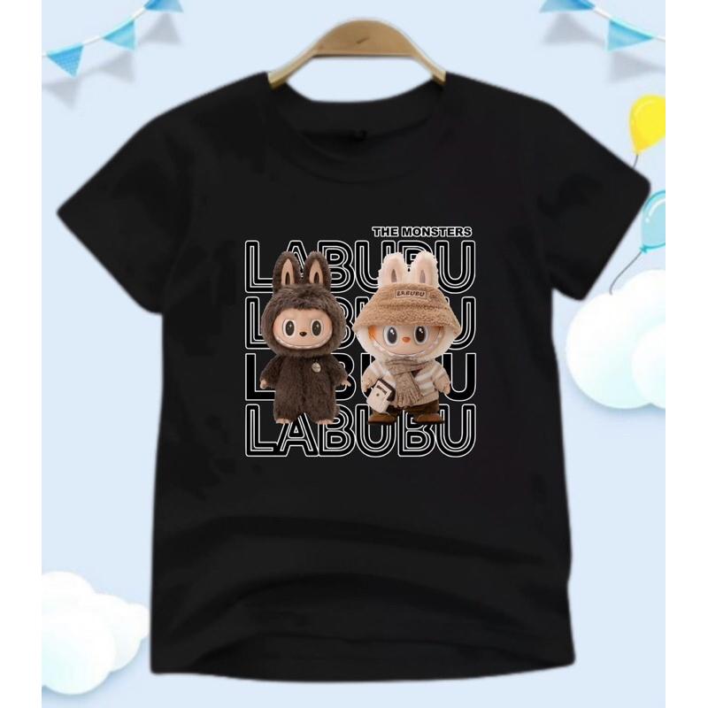 Летняя мода LABUBU с рисунком Детская футболка с коротким рукавом Мультяшная футболка с принтом Лабубу для девочки с круглым вырезом Топ