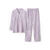 Магазин Беременность Спереди Длинные Открытые Фиолетовые [выбрать Завтра] Пижама, Теплая, Для Кормления, На пуговицах, Дородовая, Послеродовая, Рукав, Спереди, Осень, Зима, Весна,