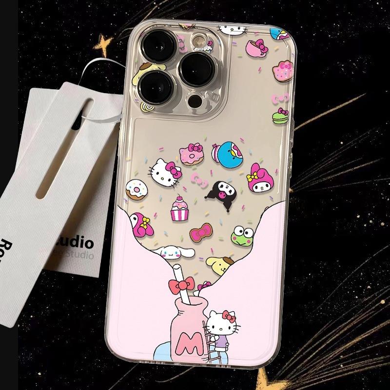 Бутылочка-чехол Hello Kitty подходит для чехла мобильного телефона Apple 15PROMAX iPhone14 новый 13 противоударный 12 мягкий чехол 11