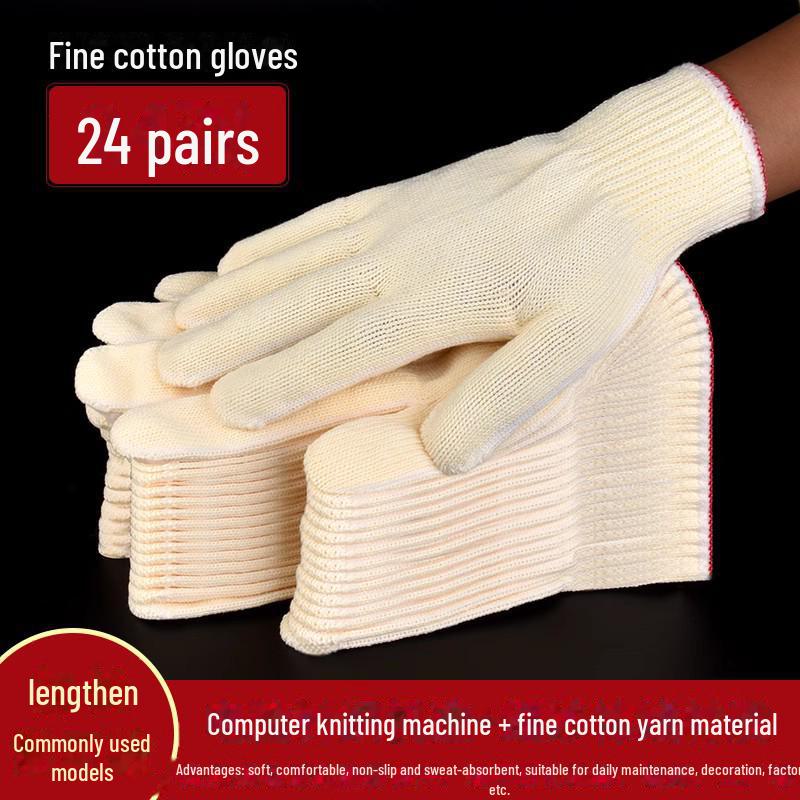 Worksite Durable Cotton Nylon Gloves - Non-Slip, Breathable and Wear-Resistant for Construction Workers