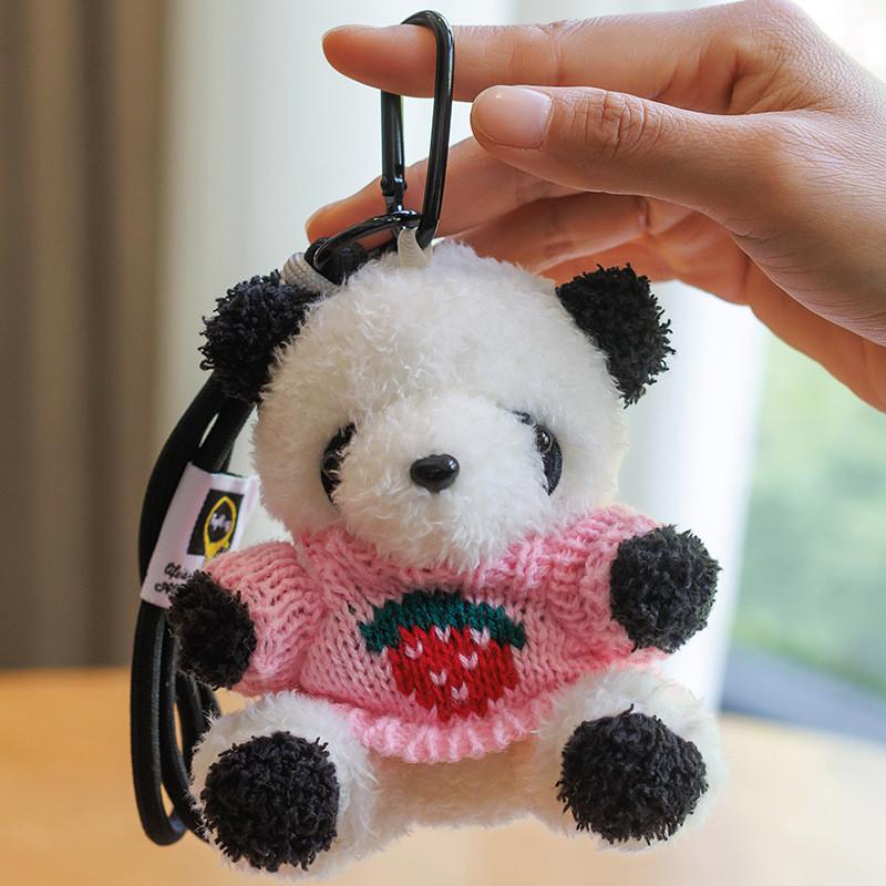 Colorful Panda Plush Keychain With Pp Cotton Filling For Girls And Kids