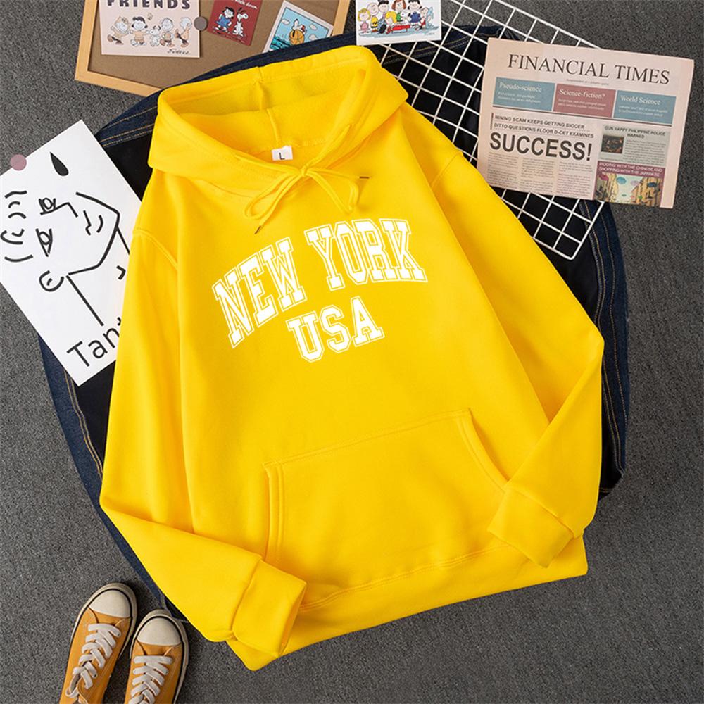 NEW YORK USA Женская толстовка с капюшоном уличная повседневная свободная толстовка осенняя флисовая с капюшоном хип-хоп O-образным вырезом женская одежда
