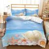 Summer Holiday Theme Duvet Cover Set King Queen Size Beach Shell Starfish Comforter Cover for Kid Boy Girl Polyester Bedding Set