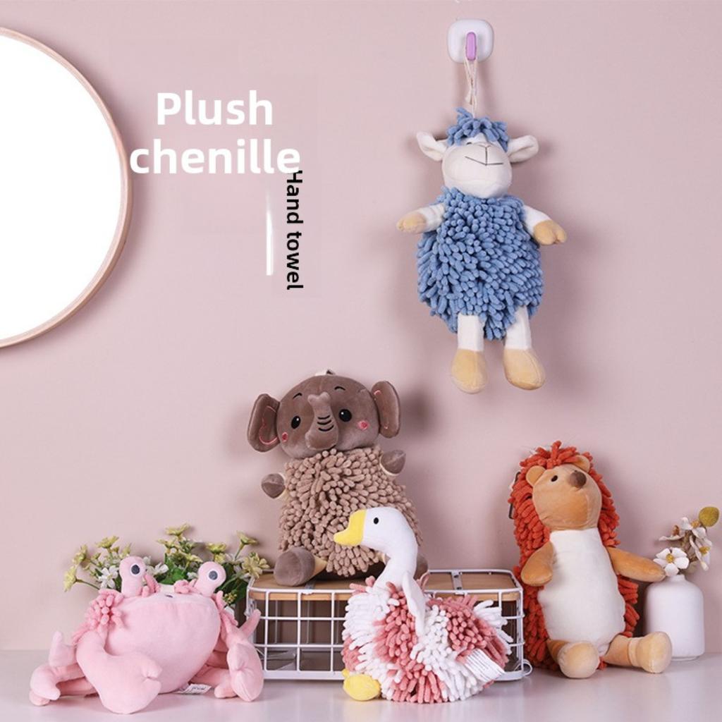 Cartoon Animal Shenier Hand Towel 2-in-1, Children and Adults Thick and Cute Hanging Hand Towel