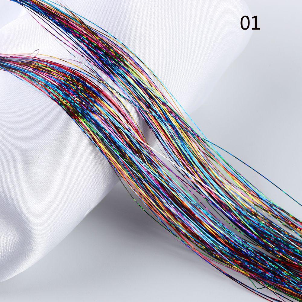 Strands Party Sparkly Streak Clubbing Glitter Rainbow  Color Bling Silk Hair Tinsel Hair Extension
