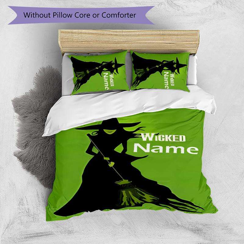 3pcs Custom Name Wicked Bedding Set Duvet Cover Closure Includes 1 Duvet Cover & 2 Pillowcases for All Seasons Bedroom Decor