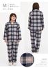 Kaituck Family Women's Cashmere-Touch Flannel Shirt Pajamas, Long Sleeve, Check Pattern, Spring, Autumn, Winter (L, Navy)