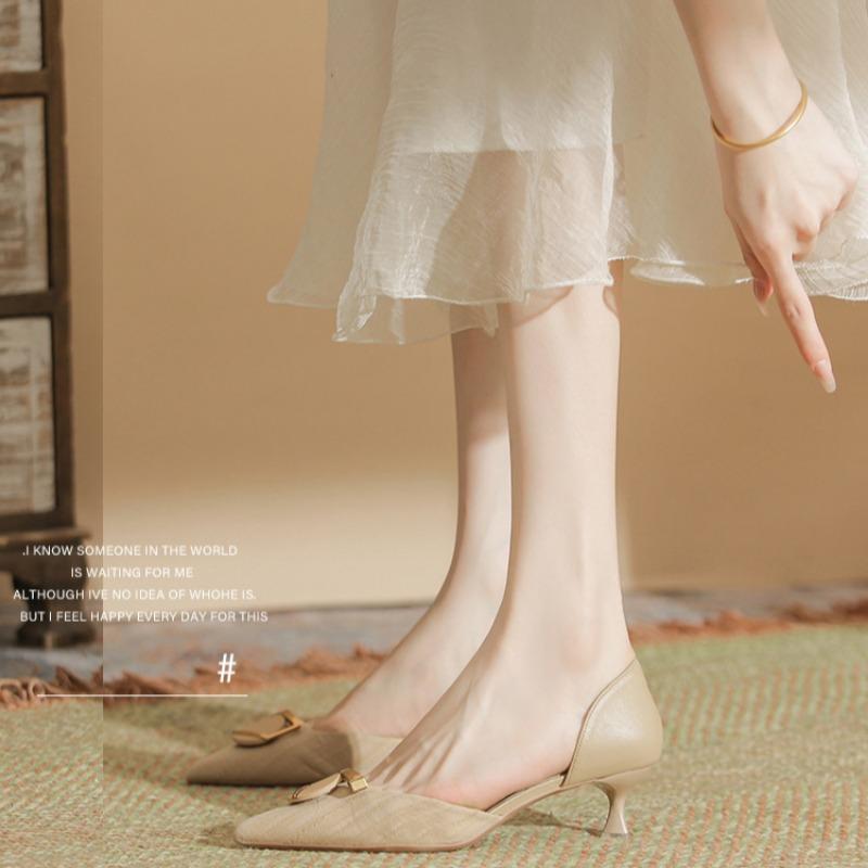 Летние женские туфли из полой кожи с плетением Temperament, освежающие туфли на высоком каблуке с острым носком Stiletto Temperament Single Shoes