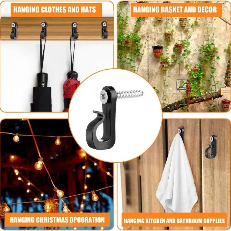 30/1 шт Q-образных крючков для гирлянд, подвесных многоцелевых потолочных крючков для шкафов с растениями и винтами, для домашнего использования на открытом воздухе