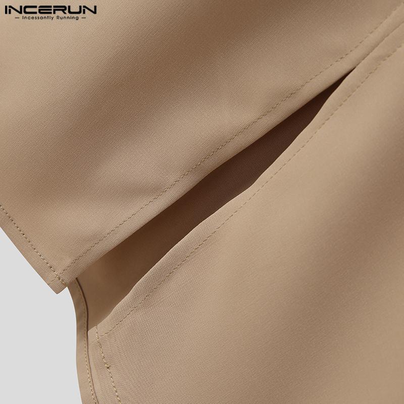 INCERUN Летние повседневные свободные мужские рубашки с короткими рукавами