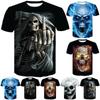 Летние мужские модные футболки с круглым вырезом, повседневные топы в готическом стиле с изображением бога смерти и черепа, топы с 3D принтом, забавные короткие топы на Хэллоуин