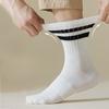 Мужские зимние полосатые носки до середины икры, бесшовные свободные длинные носки, антибактериальные носки, устраняющие запах, черные длинные носки, мужские осенне-зимние носки