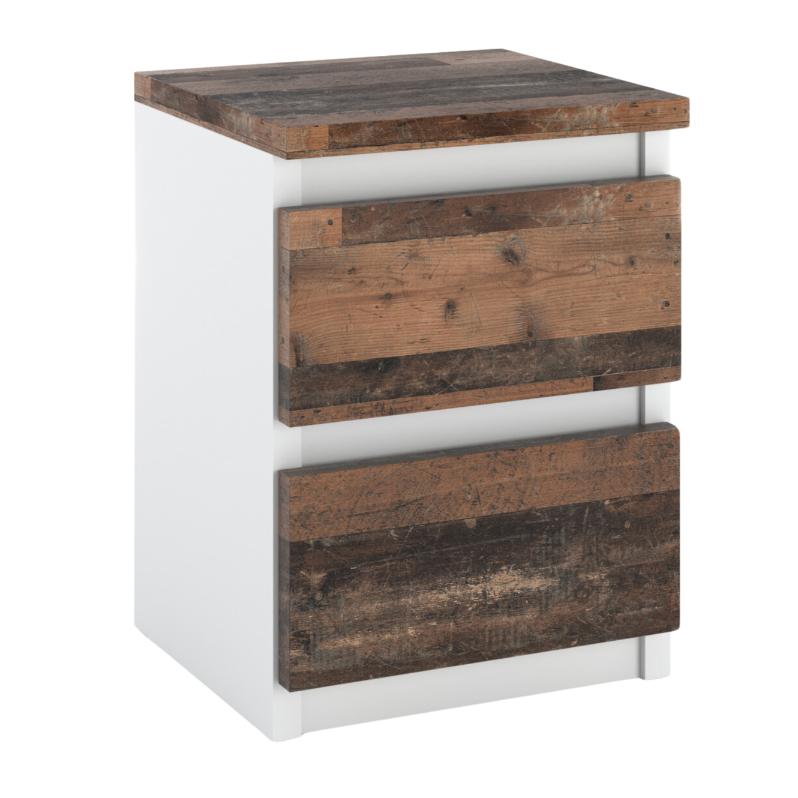 White Vintage Bedside Cabinet 30 Cm 2 Drawers Tv Table For Old Bedroom