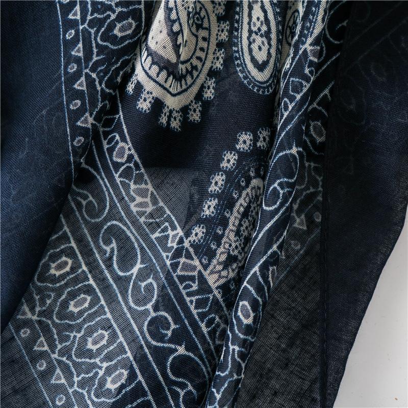 New Stylish Blue and White Wavy Scarf with Tassels for Women, Perfect for Spring and Summer, Travel, Beach, and Casual Wear