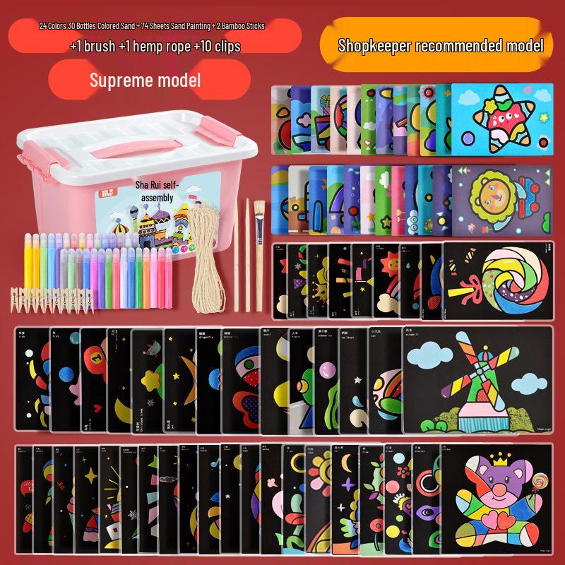 Heng Wu Colored Sand Art Bottle - DIY Craft & Educational Scratch Painting Toy for Kids