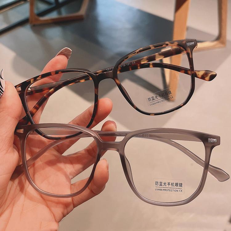 Anti Blue Light Ladies Square Myopia Glasses Ultralight Clear Transparent Computer Nearsighted Eyeglasses With Diopter 0 To -4.0