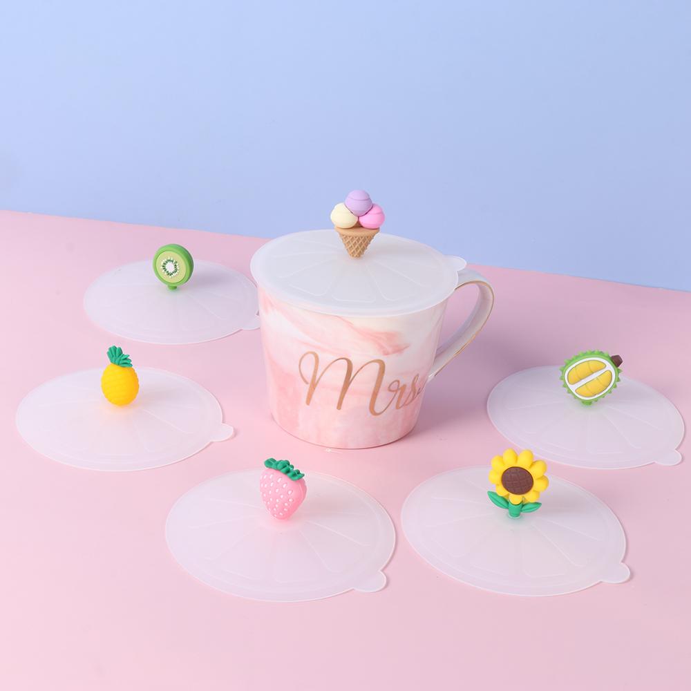 Cute Tea Coffee Lids Reusable Silicone Cup Cover Leakproof Dustproof Suction Cup Cover