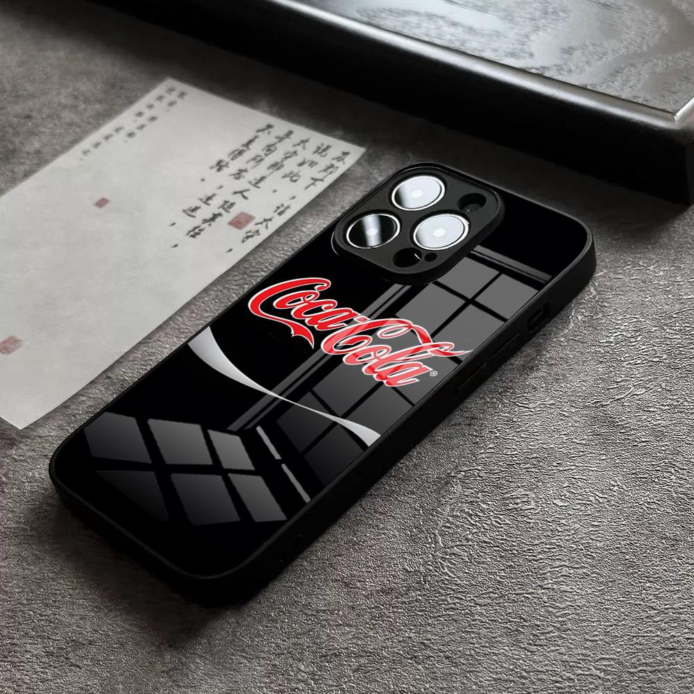 Чехол для телефона C-Coca-Fashion Cola для 17 Pro Max IPhone 16 Pro 15 12 11 13 Mini X XR XS 14 Plus SE Стеклянная крышка