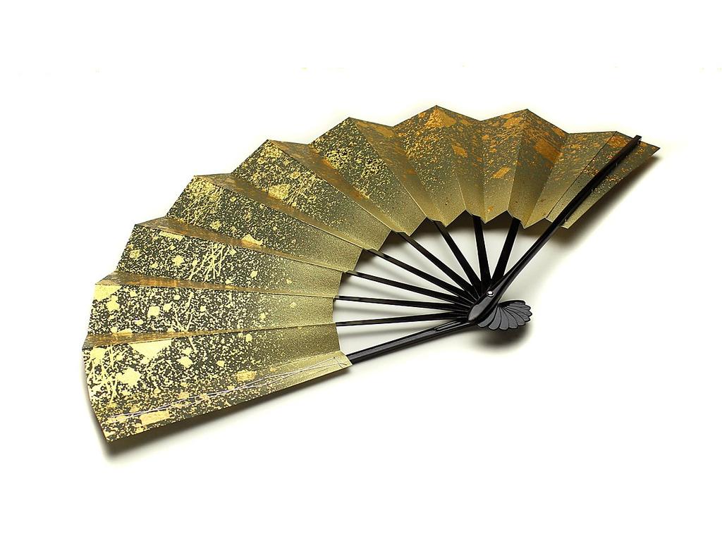 Kyoto Dance 9 5 Сделано в черном цвете, двойной, для японских танцев, в коробке, веер, фантазия, золото, см, минут, Япония, Киото, кость, двусторонний, танец, танец,