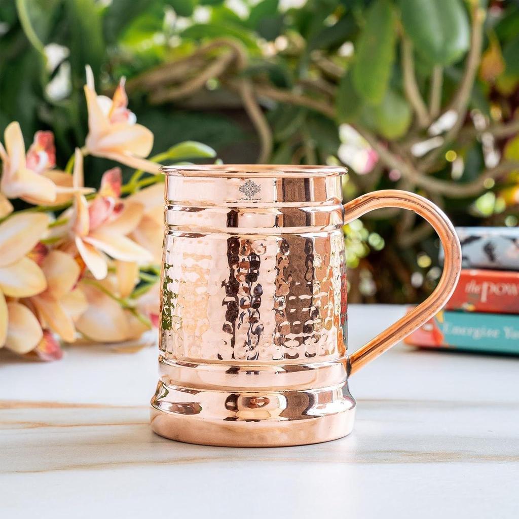 Hammered Pure Copper Big Moscow Mule Mug Cup, Drinkware & Barware, Hotel Restaurant, 600 ML
