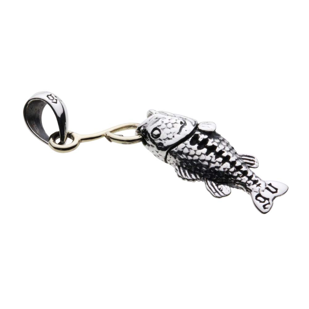 Черный окунь удочка и леска кулон серебряный p0730 [Cenote] [925 аксессуары]