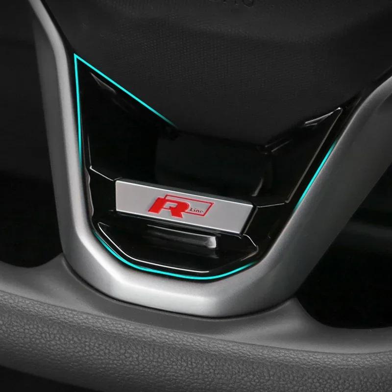 New ABS Metal R Rline Emblem Car Steering Wheel Decoration Sticker For Volkswagen R-Line GTI Polo Golf Passat Scirocco Jett
