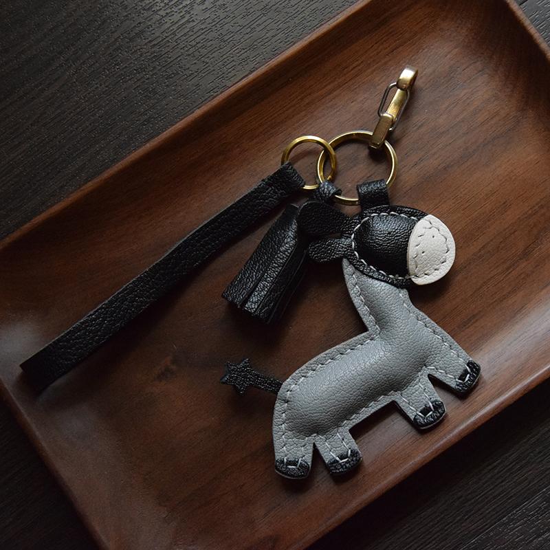 Original Sheepskin Handmade, Car Keychain Pendant Bag Pendant, Little Donkey Personalized Customized Gift Keychain