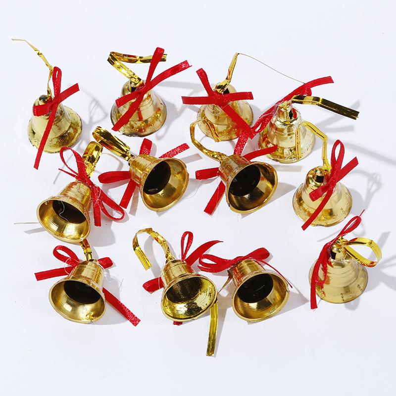 Gold Bell Christmas Ornaments, Set of 12, Small Size