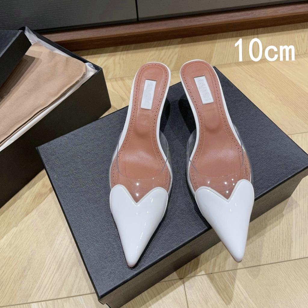 2025 Fairy Style Summer Sexy And Versatile Transparent Half-Slipper Women'S Pointed-Toe Thin-Heeled High-Heeled Sandals Slipper