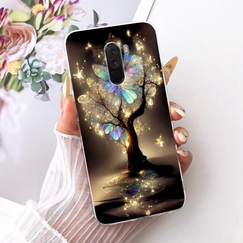 For Xiaomi Pocophone F1 Case Luxury Bow Flowers Painted Cover 6.18'' Soft TPU Phone Case For Xiaomi Poco F1 PocoF1 Fundas Bumper