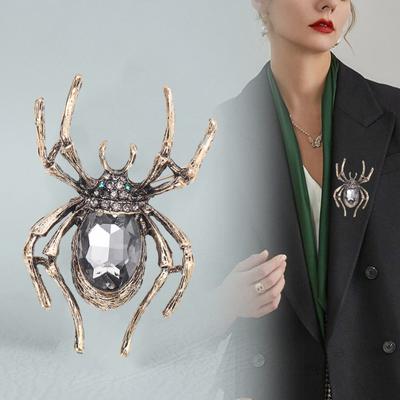 Ретро брошь-паук для женщин, искусственный кристалл, стразы, эффектное насекомое, костюм, брошь в пальто, булавка, аксессуары для костюмов на Хэллоуин, ювелирные изделия, подарок
