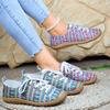 2025 внешняя торговля новая большая размерная шнуровка цветные низкие кеды женские этнический стиль граффити ленивые парусиновые туфли на плоской подошве