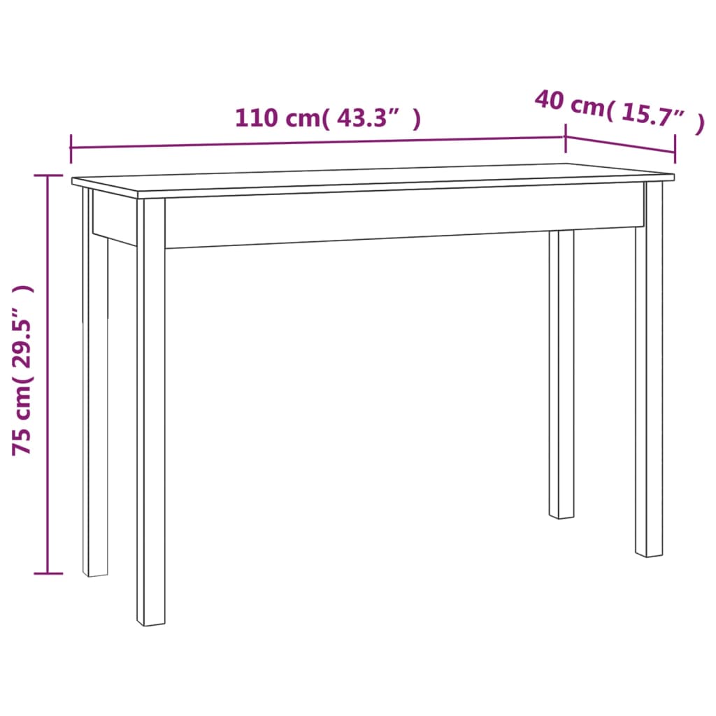 Console Table 110x40x75 cm Solid Pine Wood