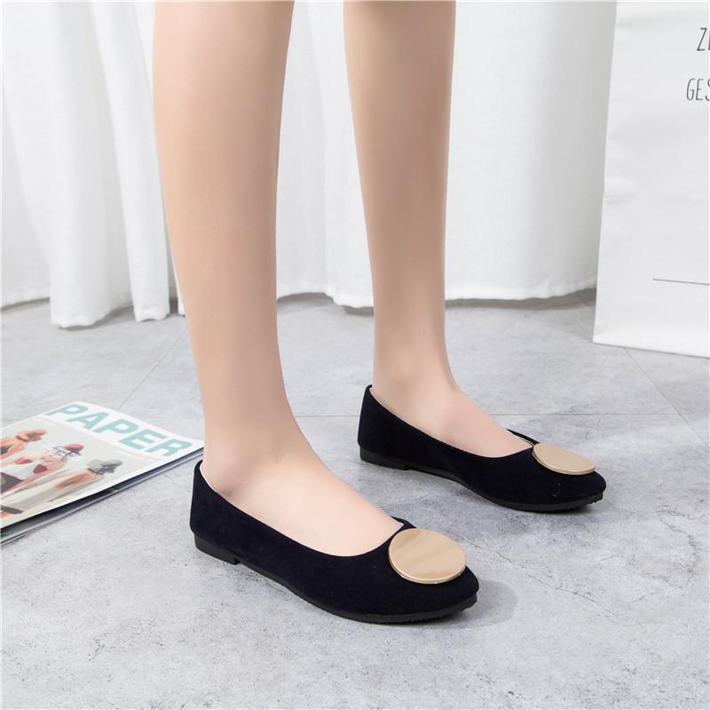 Женские однотонные удобные повседневные туфли без шнуровки большого размера на плоской мелкой подошве для девочек