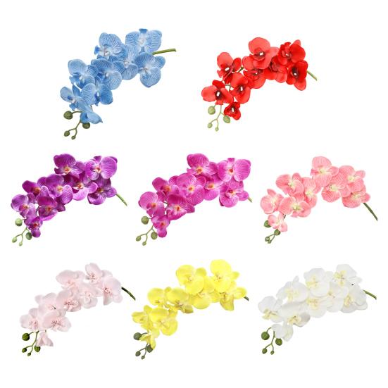 Искусственные цветы орхидеи на длинных стеблях, реалистичные орхидеи фаленопсис, не требующие ухода, бархатные лепестки, искусственный цветок, домашний декор